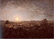 Jean-Franc Millet The Sheep Meadow Moonlight oil painting reproduction